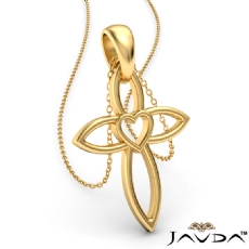 Cross And Heart Gold Pendant Necklace 3 Gram 14k Yellow Gold 18