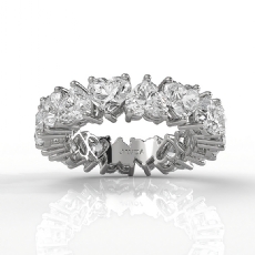 Heart Shared Prong Women Eternity Wedding Band Lab Grown Diamond 14k Gold 7.2ctw