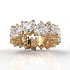 Women's Wedding Band Heart Lab Grown Diamond Shared Prong 14k Gold Yellow  (10.7Ct. tw.)