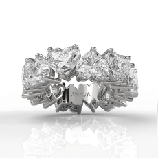 Women's Wedding Band Heart Lab Grown Diamond Shared Prong 14k White Gold 10.7ctw