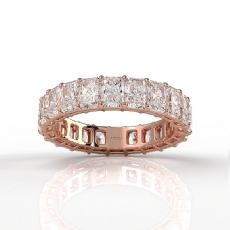 Shared Prong Radiant Lab Grown Diamond Women Wedding Band 14k Rose Gold  (4.8Ct. tw.)