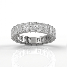 Shared Prong Radiant Lab Grown Diamond Women Wedding Band 14k White Gold 4.8Ctw