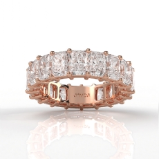Prong Set Women Eternity Radiant Lab Grown Diamond Wedding Band 14k Rose Gold  (7.05Ct. tw.)