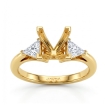 Three Stone Diamond Engagement Trillion Princess Setting 18k Yellow Gold 0.55Ct - javda.com 