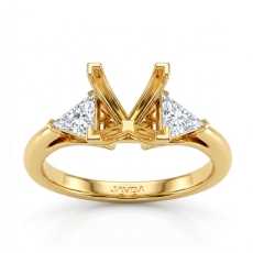 Three Stone Diamond Engagement Trillion Princess Setting 14k Gold Yellow  (0.55Ct. tw.)