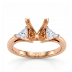 Three Stone Diamond Engagement Trillion Princess Setting 18k Rose Gold 0.55Ct - javda.com 