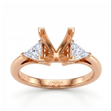 Three Stone Diamond Engagement Trillion Princess Setting 18k Rose Gold  (0.55Ct. tw.)