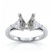 Three Stone Diamond Engagement Trillion Princess Setting 14k White Gold 0.55Ct - javda.com 