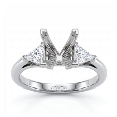 Three Stone Diamond Engagement Trillion Princess Setting Ring 14k W Gold 0.50ct