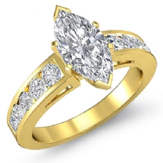 Cathedral Graduate Chanel Style diamond Ring 14k Gold Yellow
