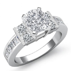 Channel Set Shank Prong diamond Ring 14k Gold White