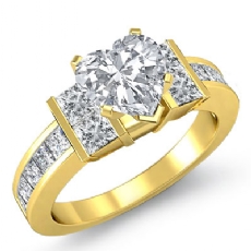 Channel Set Shank Prong diamond Ring 14k Gold Yellow