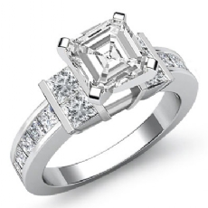 Channel Set Shank Prong diamond Ring 18k Gold White