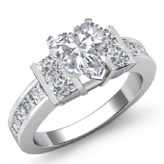 Channel Set Shank Prong diamond Ring 18k Gold White