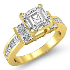 Channel Set Shank Prong diamond Ring 18k Gold Yellow