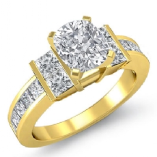 Channel Set Shank Prong diamond Ring 18k Gold Yellow