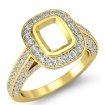 1.65Ct Pave Setting Diamond Engagement Cushion Semi Mount Ring 18k Yellow Gold - javda.com 