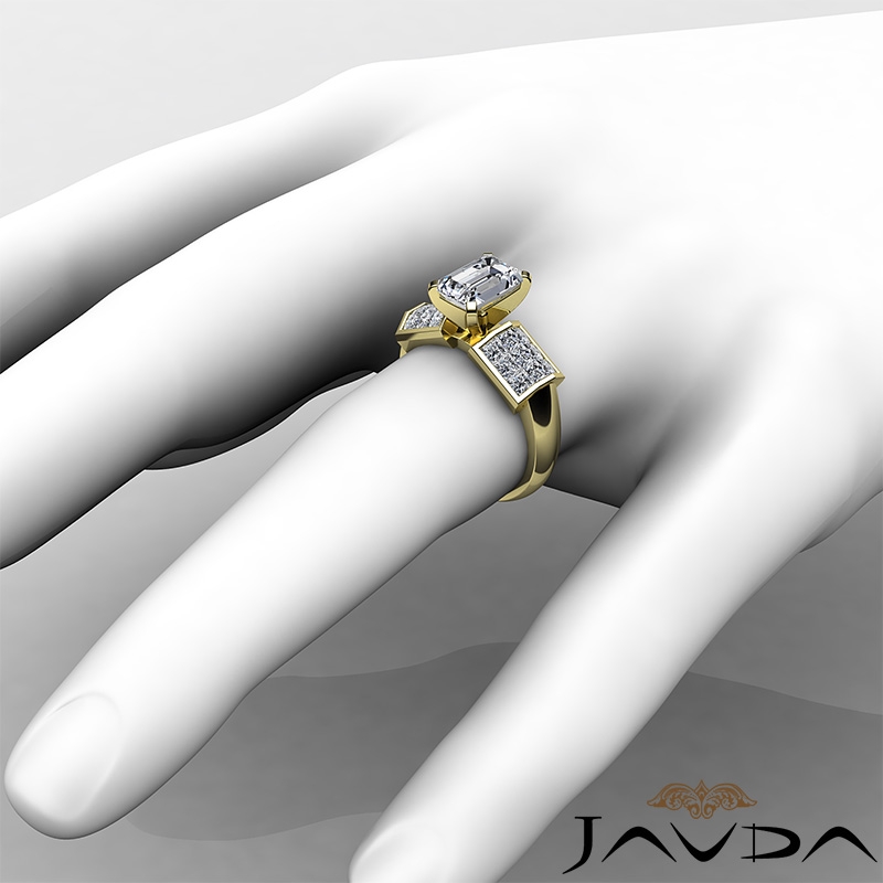 Invisible 4 Prong Setting diamond Ring 14k Gold Yellow
