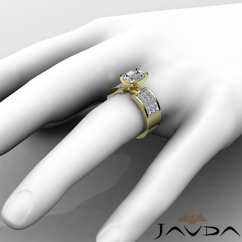 Classic Side Stone 4 Prong diamond Ring 14k Gold Yellow