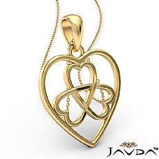 Love Heart Celtic Knot Gold Pendant Necklace 4 Gram 14k Yellow Gold 18