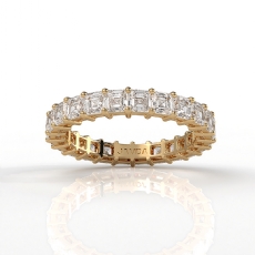 Shared Prong Women Asscher Lab Grown Diamond Wedding Band 14k Gold Yellow  (2.8Ct. tw.)
