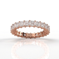 Shared Prong Women Asscher Lab Grown Diamond Wedding Band 14k Rose Gold  (2.8Ct. tw.)