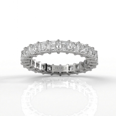 Shared Prong Women Asscher Lab Grown Diamond Wedding Band 14k White Gold 2.8ctw