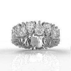 Women's Shared Prong Pear Lab Grown Diamond Wedding Band 14k White Gold 6.30 Ctw.