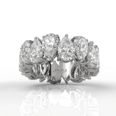 Women's Shared Prong Pear Lab Grown Diamond Wedding Band 14k White Gold 8 Ctw.