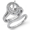 2Ct Diamond Engagement Ring Oval Split Shank Bridal Set Platinum 950 SemiMount - javda.com 