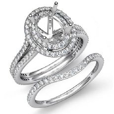 2Ct Diamond Engagement Ring Oval Split Shank Bridal Set 14K White Gold SemiMount