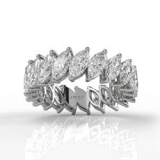 Prong Set Marquise Lab Grown Diamond Women's Wedding Band 14k White Gold 4.25Ctw