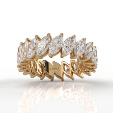 Prong Set Marquise Lab Grown Diamond Women's Wedding Band 14k Gold Yellow  (4.25Ct. tw.)