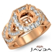 Round Semi Mount Diamond Engagement Ring Halo Pave Setting 14k Rose Gold 1.28Ct - javda.com 