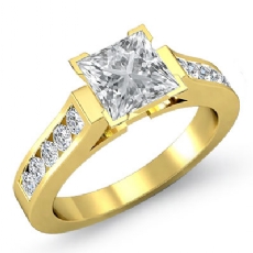 Classic Channel Set 4 Prong diamond Ring 18k Gold Yellow