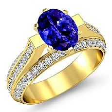 Triple Shank Style Classic diamond Ring 18k Gold Yellow