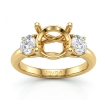 Round Semi Mount Diamond 3 Stone Engagement Ring 14k Yellow Gold 0.8Ct - javda.com 