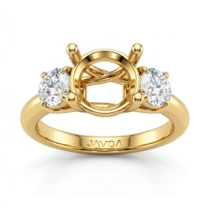 Round Semi Mount Diamond 3 Stone Engagement Ring 14k Gold Yellow  (0.8Ct. tw.)