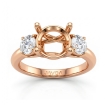 Round Semi Mount Diamond 3 Stone Engagement Ring 14k Rose Gold 0.8Ct - javda.com 