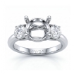 Round Semi Mount Diamond 3 Stone Engagement Ring 14k White Gold 0.8Ct - javda.com 