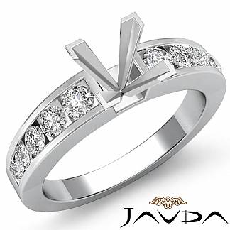 0.7Ct Diamond Solitaire Engagement Princess Semi Mount Ring Setting 18k Gold White