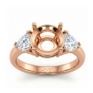 Three Stone Diamond Engagement Trillion Round Semi Mount Ring 18k Rose Gold 0.55Ct - javda.com 