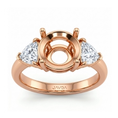Three Stone Diamond Engagement Trillion Round Semi Mount Ring 18k Rose Gold  (0.55Ct. tw.)