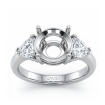 Three Stone Diamond Engagement Trillion Round Semi Mount Ring Platinum 950 0.55Ct - javda.com 