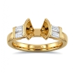 Baguette Round Diamond 3Stone Engagement Ring Setting 14k Yellow Gold 0.4Ct - javda.com 