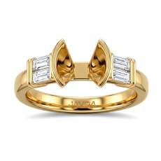 Baguette Round Diamond 3Stone Engagement Ring Setting 14k Gold Yellow  (0.4Ct. tw.)
