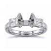 Baguette Round Diamond 3Stone Engagement Ring Setting 14k White Gold 0.4Ct - javda.com 
