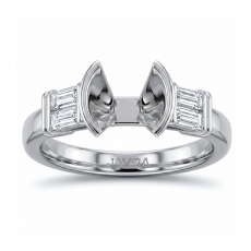 Baguette Round Diamond 3Stone Engagement Ring Setting 14k Gold 0.40Ct