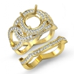 1.7Ct Halo Pave Diamond Engagement Ring Round Bridal Set 14k Yellow Gold Setting - javda.com 