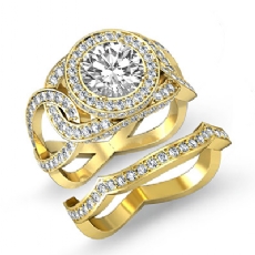 Twisted Halo Bridal Set diamond Ring 14k Gold Yellow